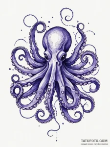 An octopus, its tentacles are swirls of deep... - эскиз тату (№1751989575_0, 08.07.2025 15:46) — Tatufoto.com