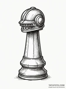 A drawing of a pawn chess piece, but it's wea... - эскиз тату (№1751989658_0, 08.07.2025 15:47) — Tatufoto.com