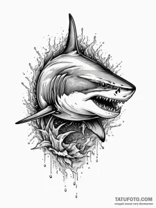 A powerful tiger shark, a solitary and aggres... - эскиз тату (№1751989742_0, 08.07.2025 15:49) — Tatufoto.com