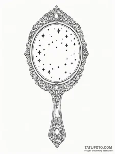 A beautiful, ornate hand mirror, reflecting a... - эскиз тату (№1751989909_0, 08.07.2025 15:51) — Tatufoto.com