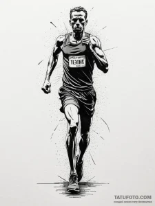 A marathon runner's silhouette, crossing a fi... - эскиз тату (№1751989992_0, 08.07.2025 15:53) — Tatufoto.com
