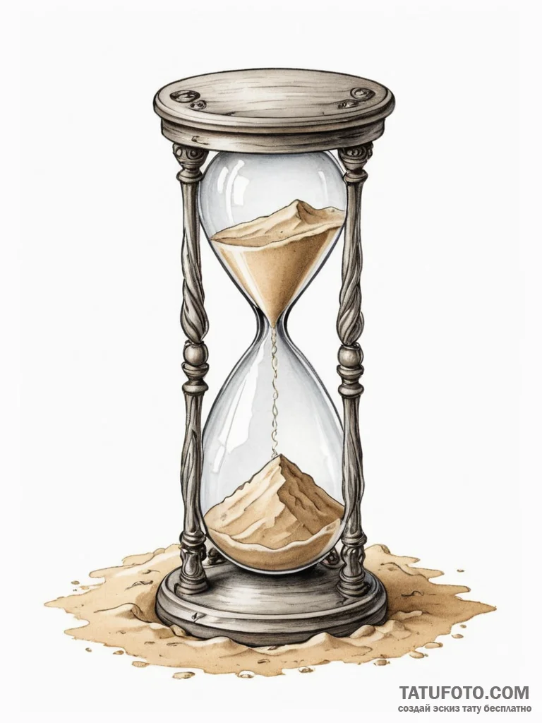 A beautiful, ornate hourglass, with plenty of... - эскиз тату (№1751990075_0, 08.07.2025 15:54) — Tatufoto.com