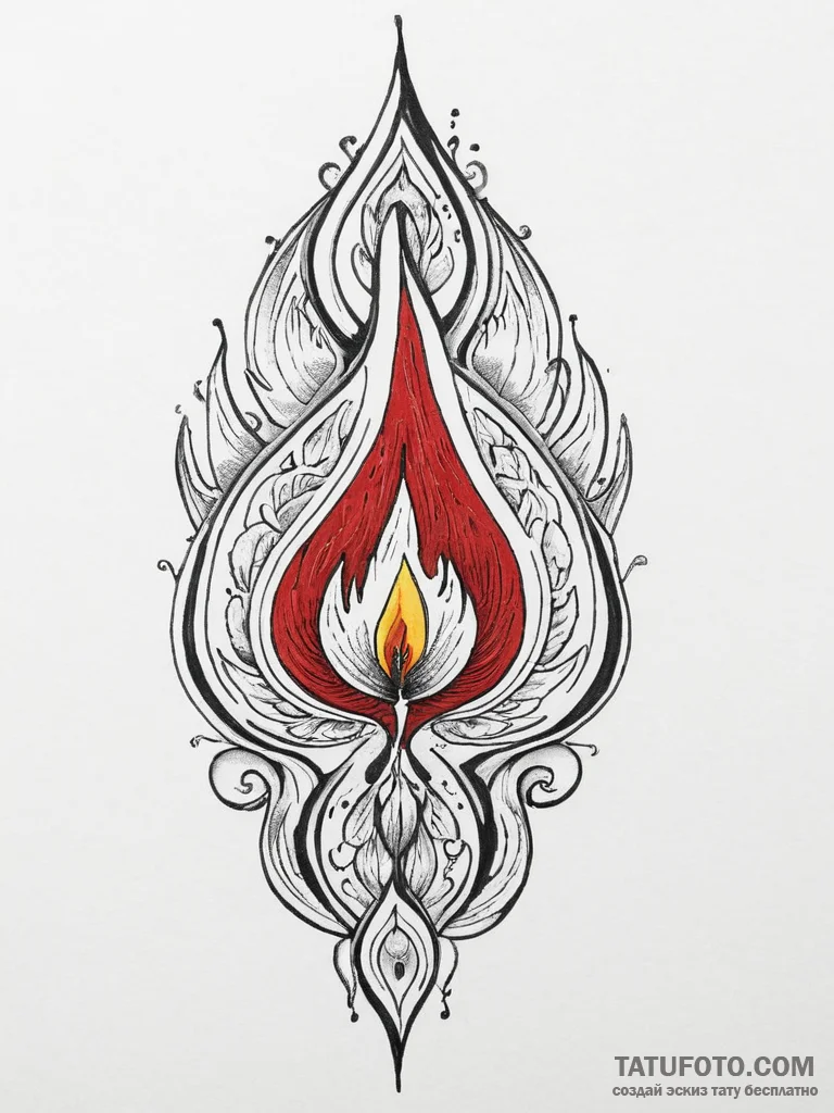 A tiny, minimalist flame, a symbol of inner f... - эскиз тату (№1751996191_0, 08.07.2025 17:36) — Tatufoto.com