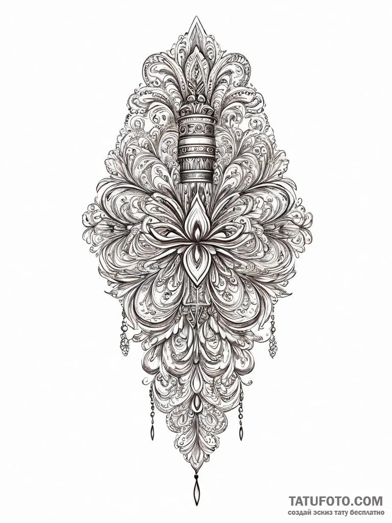 A beautiful, ornate fountain pen, as if signi... - эскиз тату (№1751996519_0, 08.07.2025 17:41) — Tatufoto.com