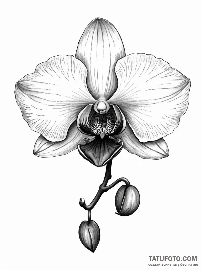 A beautiful, realistic black orchid, exotic a... - эскиз тату (№1751996601_0, 08.07.2025 17:43) — Tatufoto.com