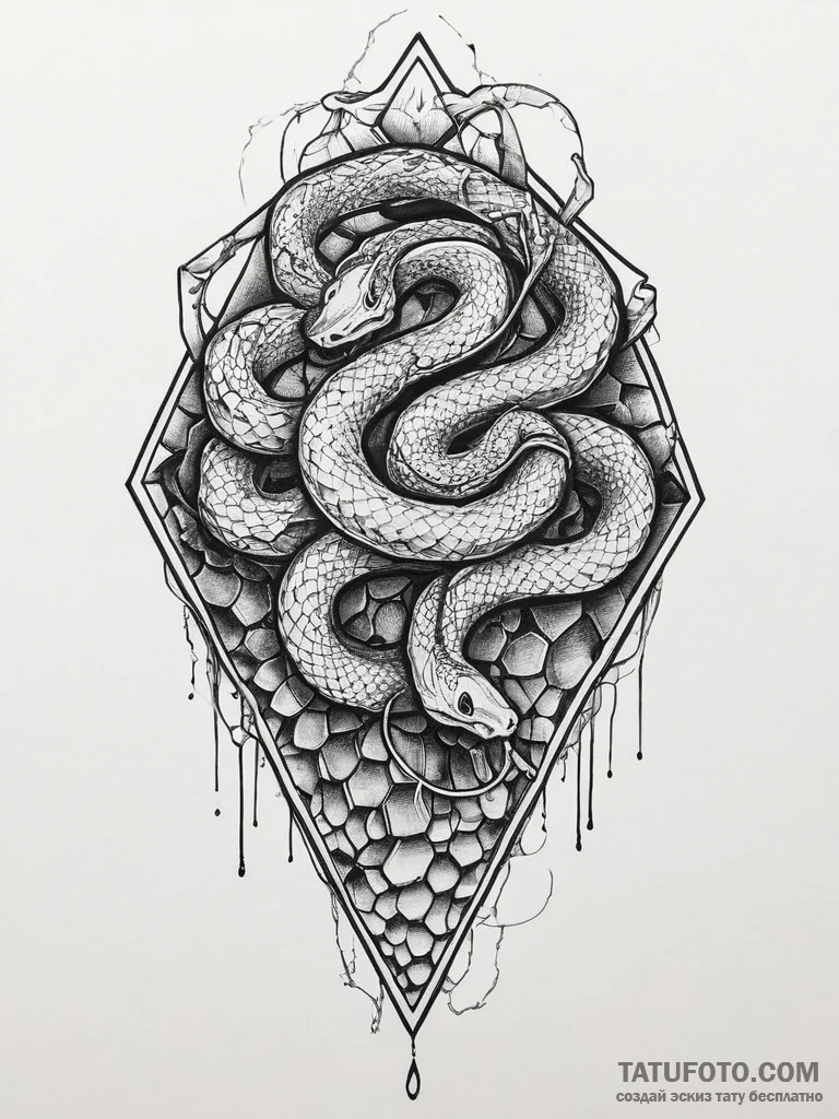 A snake, coiled seductively around a dripping... - эскиз тату (№1751996682_0, 08.07.2025 17:44) — Tatufoto.com