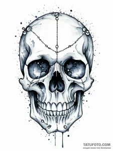 A human skull, its empty eye sockets are fill... - эскиз тату (№1751997300_0, 08.07.2025 17:55) — Tatufoto.com