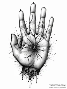 A realistic hand, reaching out from a chaotic... - эскиз тату (№1751997630_0, 08.07.2025 18:00) — Tatufoto.com