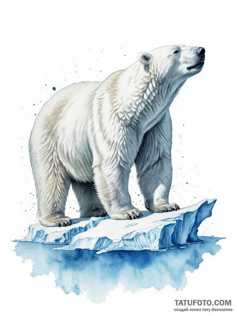 A majestic polar bear, on an iceberg in a sea... - эскиз тату (№1751997798_0, 08.07.2025 18:03) — Tatufoto.com