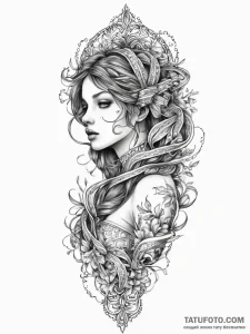 A girl whose body is made of intertwined ribb... - эскиз тату (№1751997881_0, 08.07.2025 18:04) — Tatufoto.com