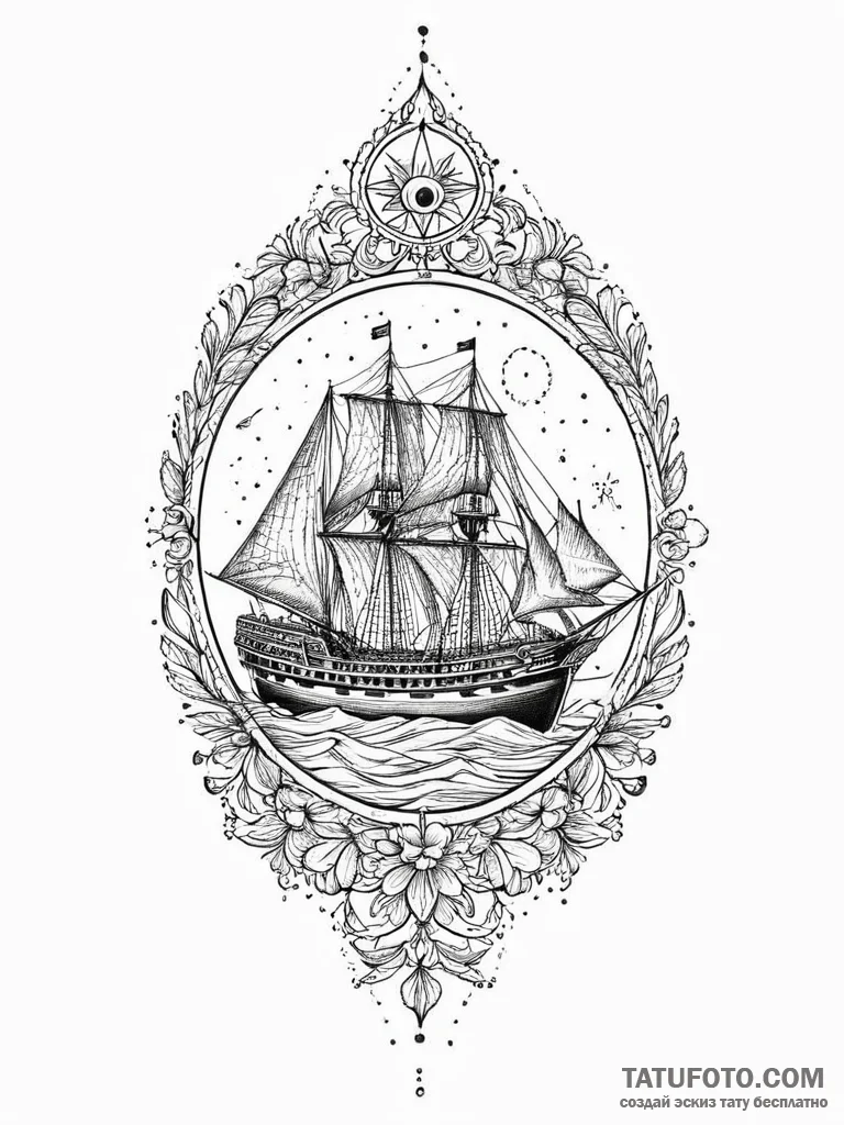 A beautiful, ornate ship's logbook, for recor... - эскиз тату (№1751998133_0, 08.07.2025 18:08) — Tatufoto.com