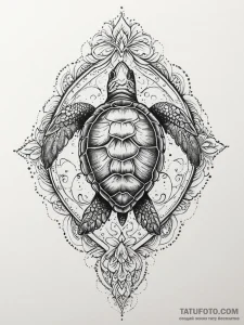 A beautiful, but determined sea turtle, on it... - эскиз тату (№1751998385_0, 08.07.2025 18:13) — Tatufoto.com