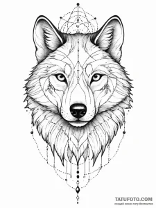 A cartoon drawing of a wolf, but it's skinny... - эскиз тату (№1751998470_0, 08.07.2025 18:14) — Tatufoto.com