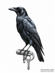A beautiful, realistic crow, with a single, r... - эскиз тату (№1751998552_0, 08.07.2025 18:15) — Tatufoto.com