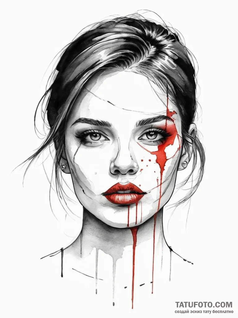 A beautiful, realistic woman's portrait, with... - эскиз тату (№1751998883_0, 08.07.2025 18:21) — Tatufoto.com