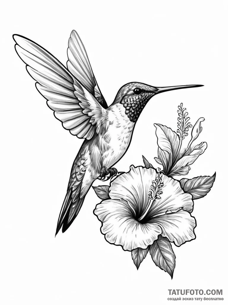 A beautiful hummingbird, drinking nectar from... - эскиз тату (№1751999215_0, 08.07.2025 18:26) — Tatufoto.com