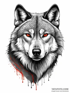 A powerful pack leader wolf, its gaze is conf... - эскиз тату (№1751999380_0, 08.07.2025 18:29) — Tatufoto.com