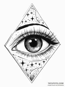 A human eye, reflecting a clear, starry night... - эскиз тату (№1751999463_0, 08.07.2025 18:31) — Tatufoto.com
