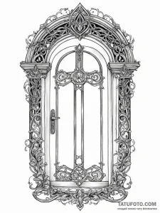 A single, powerful symbol of a door, slightly... - эскиз тату (№1751999546_0, 08.07.2025 18:32) — Tatufoto.com
