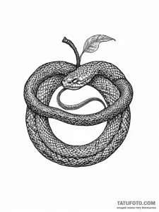 A snake, coiled around an apple from the tree... - эскиз тату (№1751999629_0, 08.07.2025 18:33) — Tatufoto.com