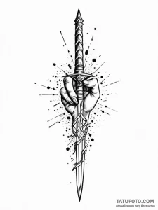 A human hand, holding a shattered sword, stil... - эскиз тату (№1751999963_0, 08.07.2025 18:39) — Tatufoto.com