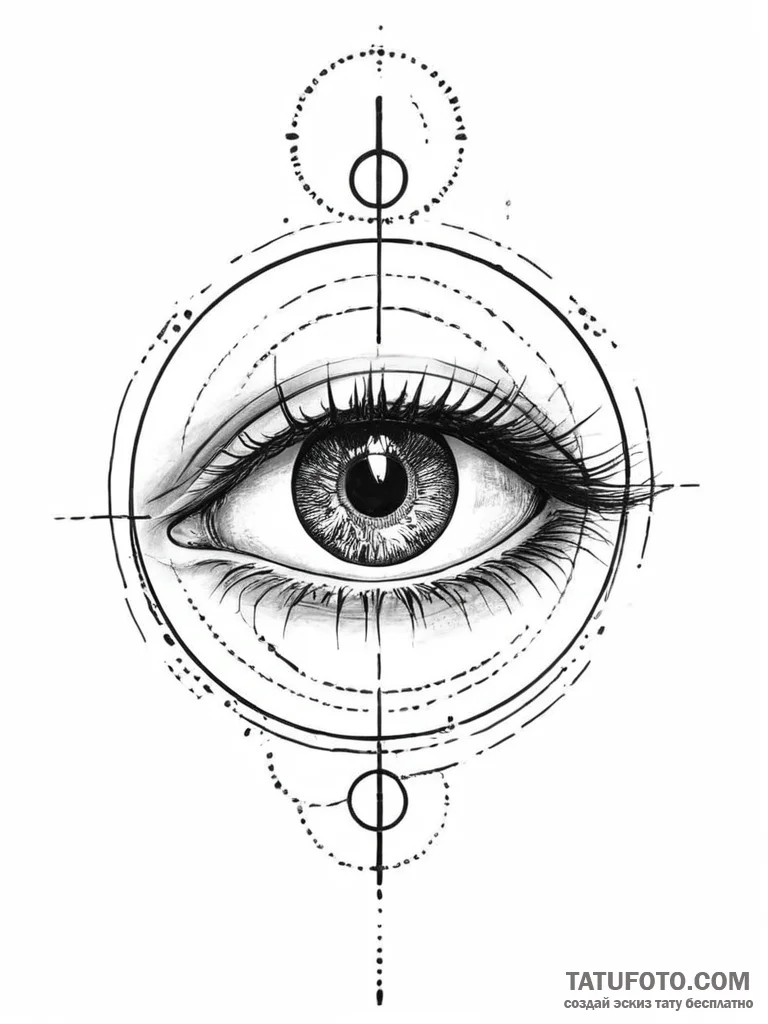 A human eye, with a target reticle in the cen... - эскиз тату (№1752000128_0, 08.07.2025 18:42) — Tatufoto.com