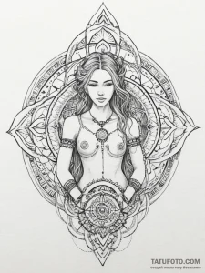 A beautiful woman whose skin is covered in an... - эскиз тату (№1752000295_0, 08.07.2025 18:44) — Tatufoto.com