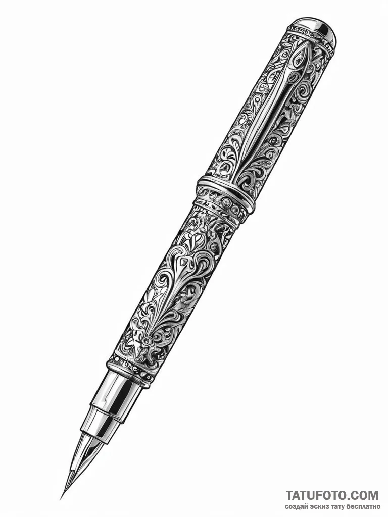 A beautiful, ornate fountain pen, as if signi... - эскиз тату (№1752000461_0, 08.07.2025 18:47) — Tatufoto.com