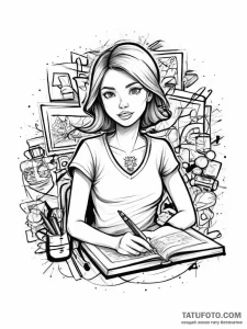 A beautiful, serene image of a teacher and a... - эскиз тату (№1752001043_0, 08.07.2025 18:57) — Tatufoto.com