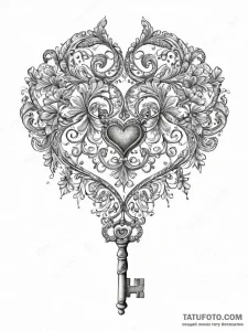 A single, perfect key, with a heart-shaped ha... - эскиз тату (№1752001295_0, 08.07.2025 19:01) — Tatufoto.com