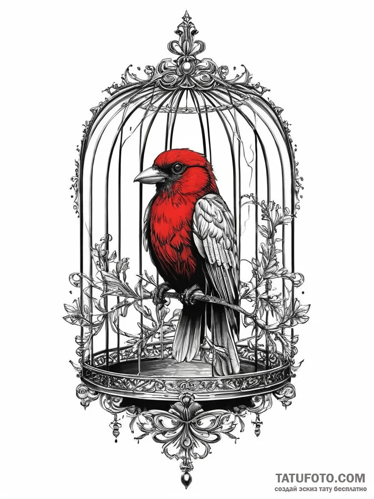 A beautiful, ornate cage, gilded and luxuriou... - эскиз тату (№1752001709_0, 08.07.2025 19:08) — Tatufoto.com