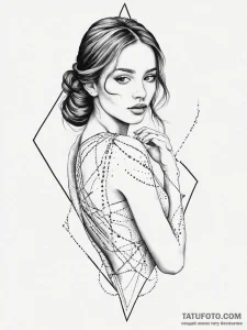 A beautiful woman with her body half-covered... - эскиз тату (№1752001957_0, 08.07.2025 19:12) — Tatufoto.com
