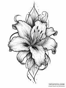 A beautiful, blooming lily flower, a symbol o... - эскиз тату (№1752002288_0, 08.07.2025 19:18) — Tatufoto.com