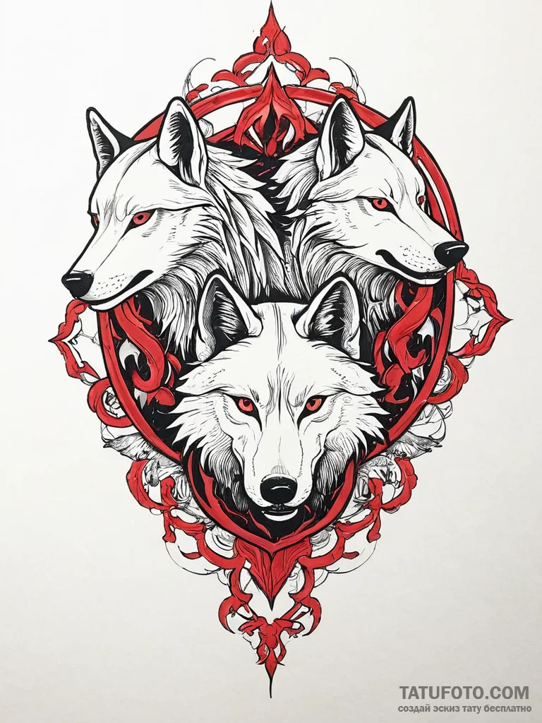 A pack of spectral wolves, their bodies made... - эскиз тату (№1752002542_0, 08.07.2025 19:22) — Tatufoto.com