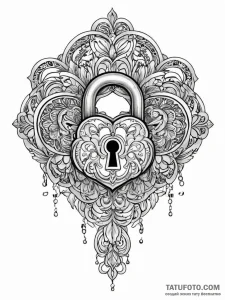 A single, powerful symbol of a key and a lock... - эскиз тату (№1752002628_0, 08.07.2025 19:23) — Tatufoto.com