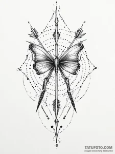 A beautiful, ornate bow, with an arrow nocked... - эскиз тату (№1752002714_0, 08.07.2025 19:25) — Tatufoto.com