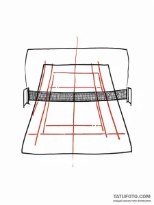 A minimalist drawing of a private tennis cour... - эскиз тату (№1752003055_0, 08.07.2025 19:30) — Tatufoto.com