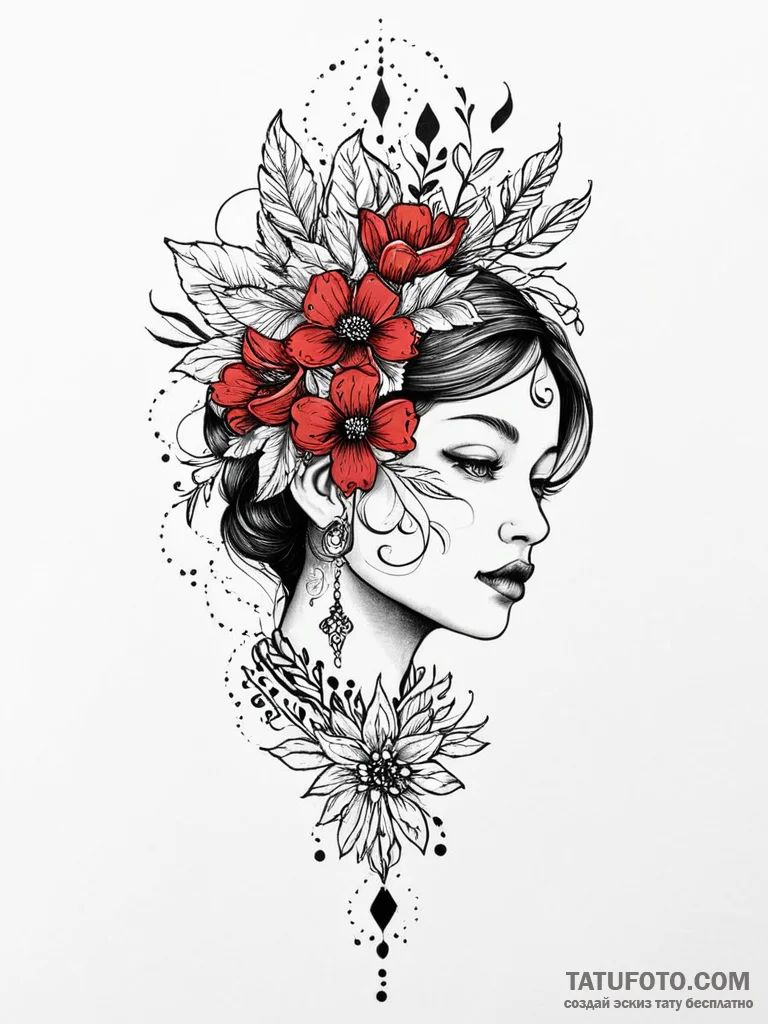 A beautiful, serene image of a caregiver, tat... - эскиз тату (№1752003140_0, 08.07.2025 19:32) — Tatufoto.com