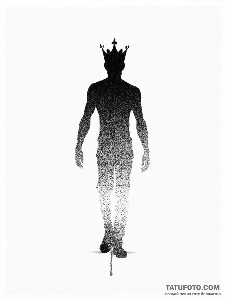 A drawing of a person's shadow, but the shado... - эскиз тату (№1752003396_0, 08.07.2025 19:36) — Tatufoto.com