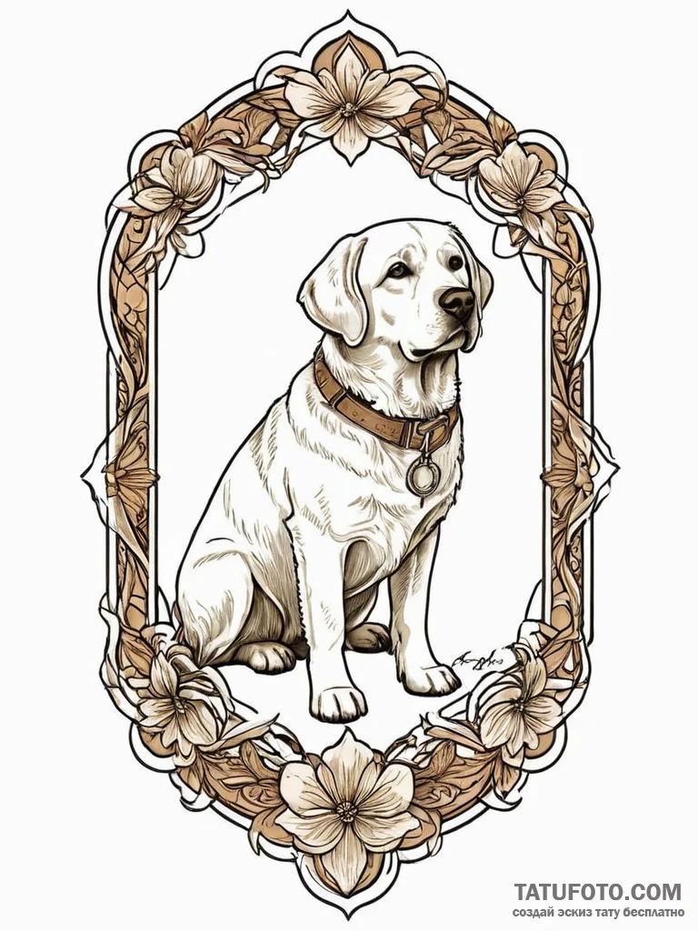 A beautiful, serene image of a guide dog, fai... - эскиз тату (№1752003481_0, 08.07.2025 19:38) — Tatufoto.com