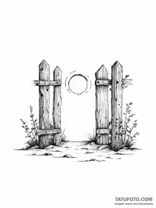 A drawing of a fence with a hole in it - эскиз тату (№1752004931_0, 08.07.2025 20:02) — Tatufoto.com