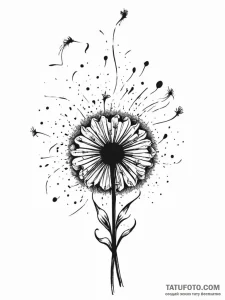 A dandelion, its seeds are flying away, each... - эскиз тату (№1752005353_0, 08.07.2025 20:09) — Tatufoto.com