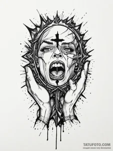 A realistic hand, holding a shattered mirror... - эскиз тату (№1752005438_0, 08.07.2025 20:10) — Tatufoto.com