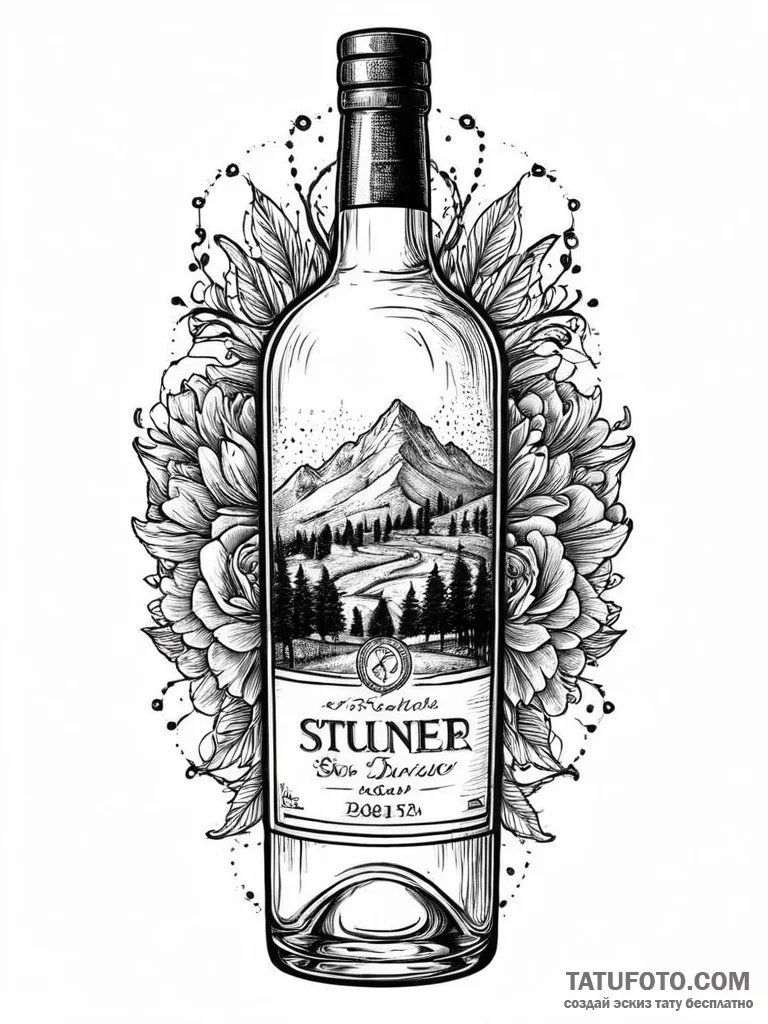 A beautiful, detailed drawing of a vintage bo... - эскиз тату (№1752005865_0, 08.07.2025 20:17) — Tatufoto.com