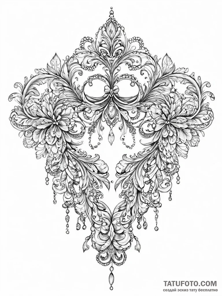 A beautiful, ornate filigree pattern, flowing... - эскиз тату (№1752006036_0, 08.07.2025 20:20) — Tatufoto.com