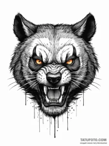 A snarling wolverine, its fur bristling, claw... - эскиз тату (№1752006121_0, 08.07.2025 20:22) — Tatufoto.com