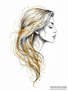 A beautiful woman with her hair made of liqui... - эскиз тату (№1752007399_0, 08.07.2025 20:43) — Tatufoto.com