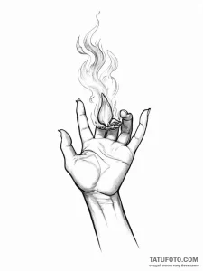 A woman holding a single, smoldering ember in... - эскиз тату (№1752007569_0, 08.07.2025 20:46) — Tatufoto.com