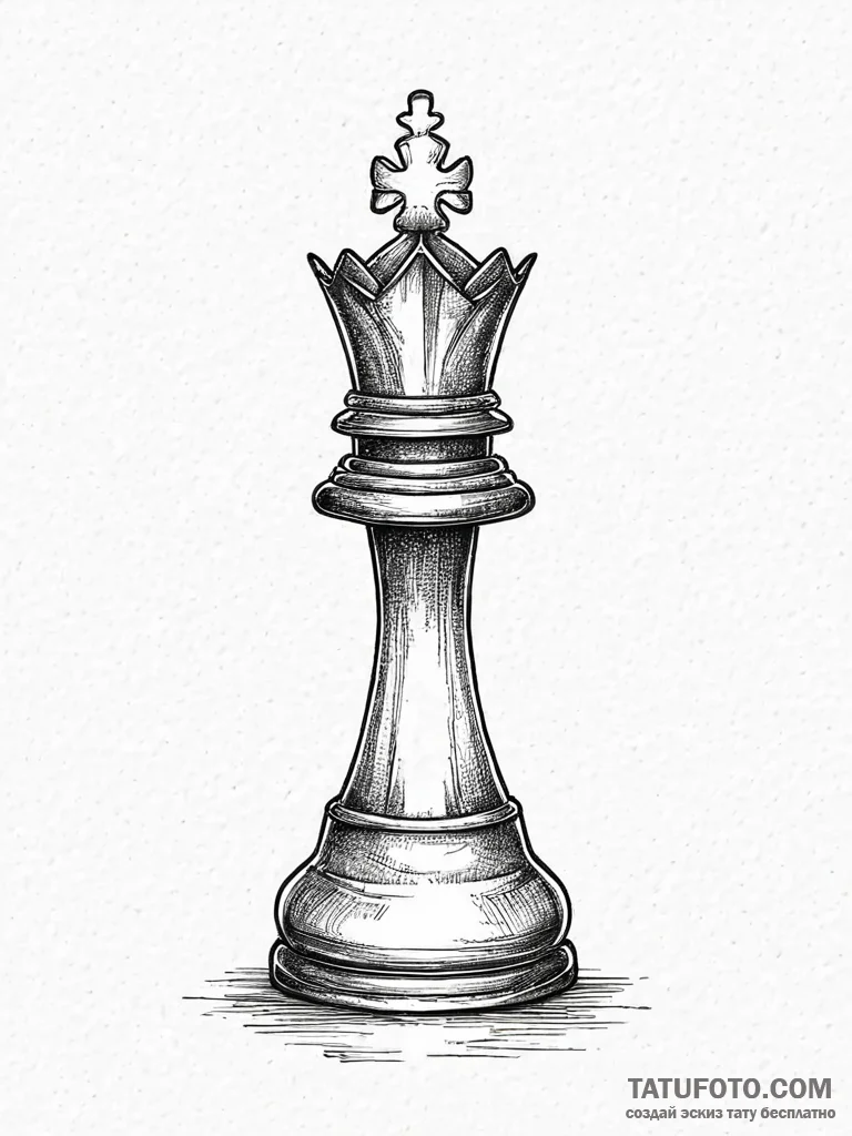 A beautiful, detailed drawing of a chess king... - эскиз тату (№1752007654_0, 08.07.2025 20:47) — Tatufoto.com