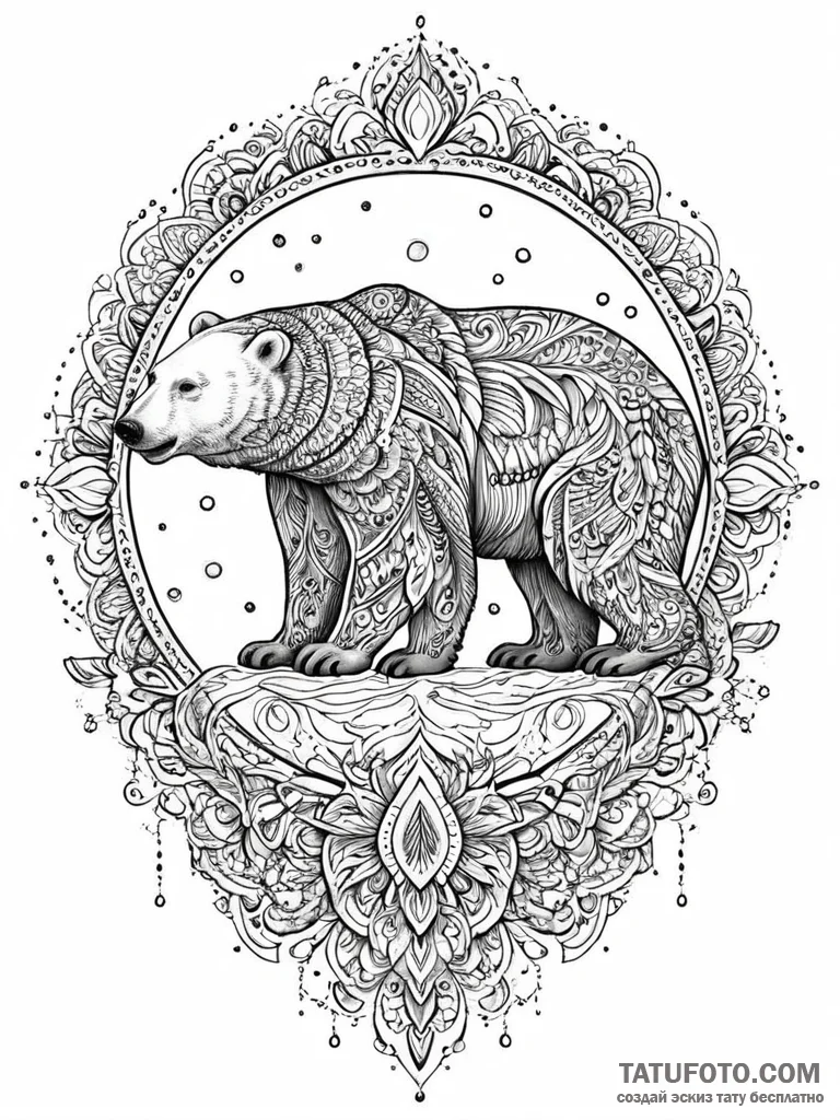 A powerful polar bear, a symbol of arctic fer... - эскиз тату (№1752007907_0, 08.07.2025 20:51) — Tatufoto.com